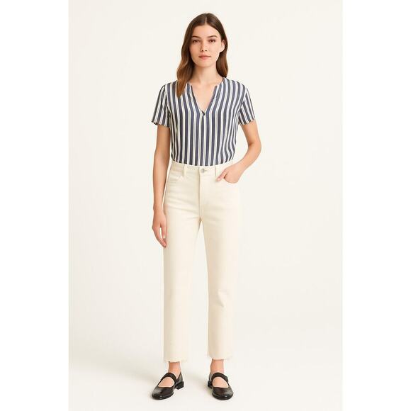 MADEWELL The '90s Straight VintageCrop Jean 25 Tile White Raw Hem High Rise NWT - Picture 1 of 8